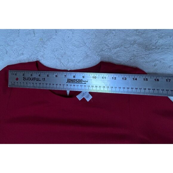 J.Jill Womens Small Red Ponte Knit 3/4-Sleeve Classy Peplum Dress Stretch Casual - Picture 6 of 9